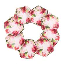 Disposable Hexagonal Paper Plate Flower Paper Plate Party Paper Plate 9 Inch For Holiday Birthday Party.