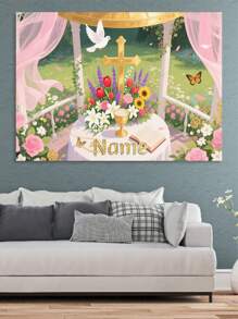 1pc Customizable Baptism Flower Wreath With Greenery, New Design Photo Studio Photography Backdrop Material Mother's Day Graduation,Multi-Functional,Adjustable, Ornamental,Reusable,Exquisite,Adorable,High-Quality,Modern,Colorful,Cute,Comfortable,Stylish,Custom,Personalized,Unique,Ideal Gifts For Him,Ideal Gifts For Her,Home Refresh,Customized Banners & Pennants