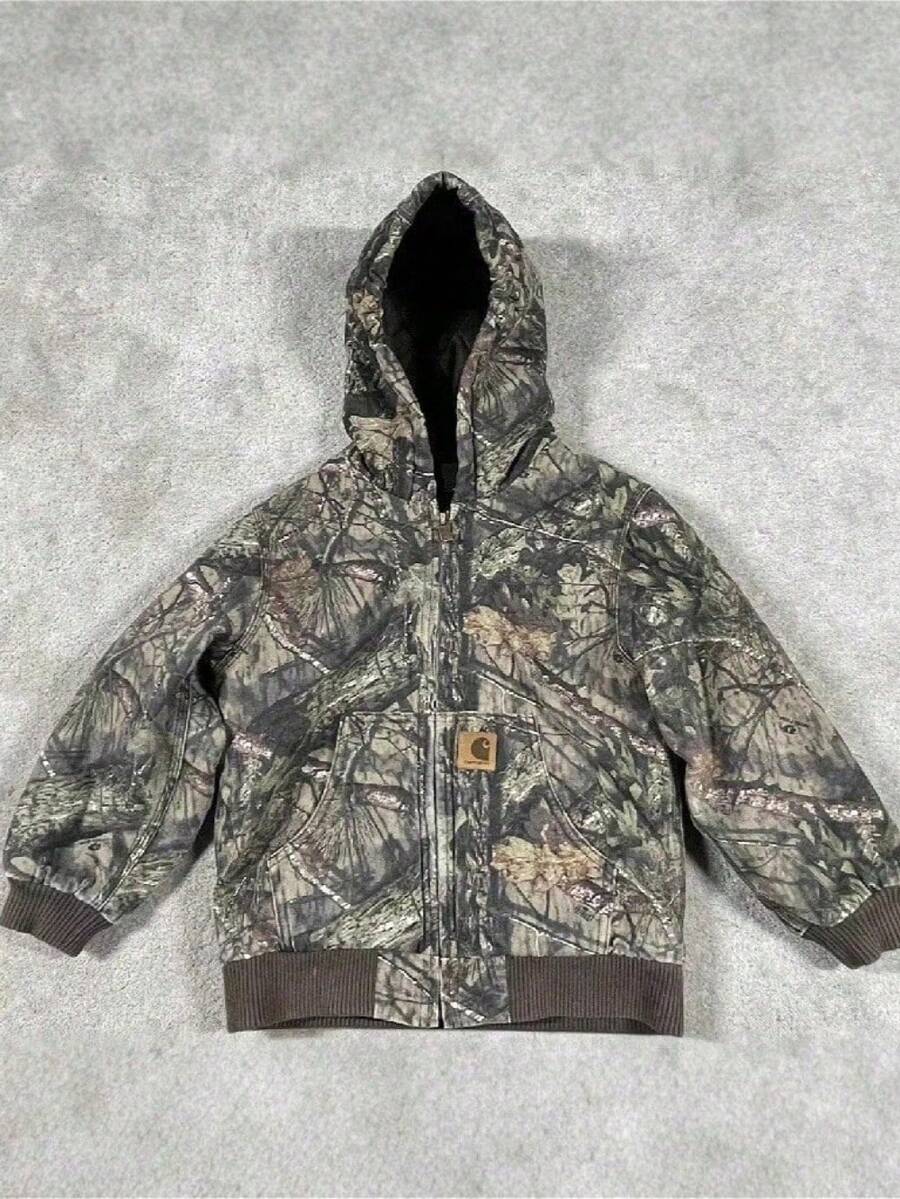 Men's Sweatshirt Leaf Print Zipper Hooded Cardigan Sweatshirt Handsome Casual Loose Jacket