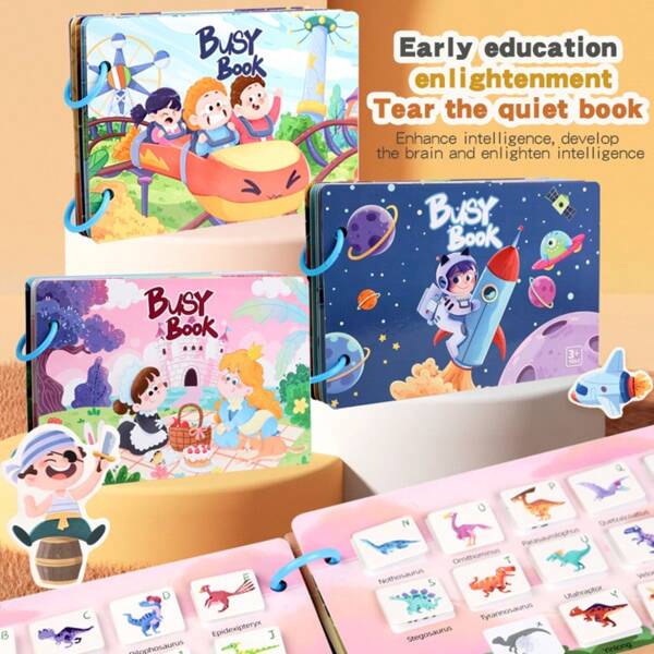 Theme Quiet Book, One Book Set, OPP Bag, 4 Themes, Including Mysterious Space, Happy Amusement Park, Dream Princess And Other Themes. Busy Theme Books Need To Be Assembled By Oneself, With Smooth Paper Edges And Corners That Are Not Easy To Cut Hands. It Is A Suitable Gift For The Back To School Season!