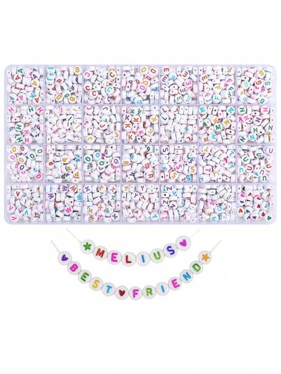 طقم صناعة أساور الصداقة 1400 قطعة، خرزات حروف مختلطة، خرزات بوهيمية، طقم صناعة المجوهرات مع علبة لحفظ الخرزات