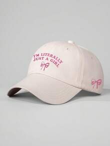 1pc Adjustable Embroidered "I'M LITERALLY" Bowknot Baseball Cap, Casual Outdoor Sun Hat Suitable For Boys And Girls, Spring/Autumn, Travel, Beach - Baseball Cap - View 6