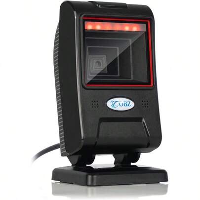 OBZ 1D 2D Desktop Barcode Scanner QR Barcode Reader USB Handsfree Wired Scanner With Adjustable Scan Head Automatic Barcode Reader For Android Windows Computer POS Stores Payment
