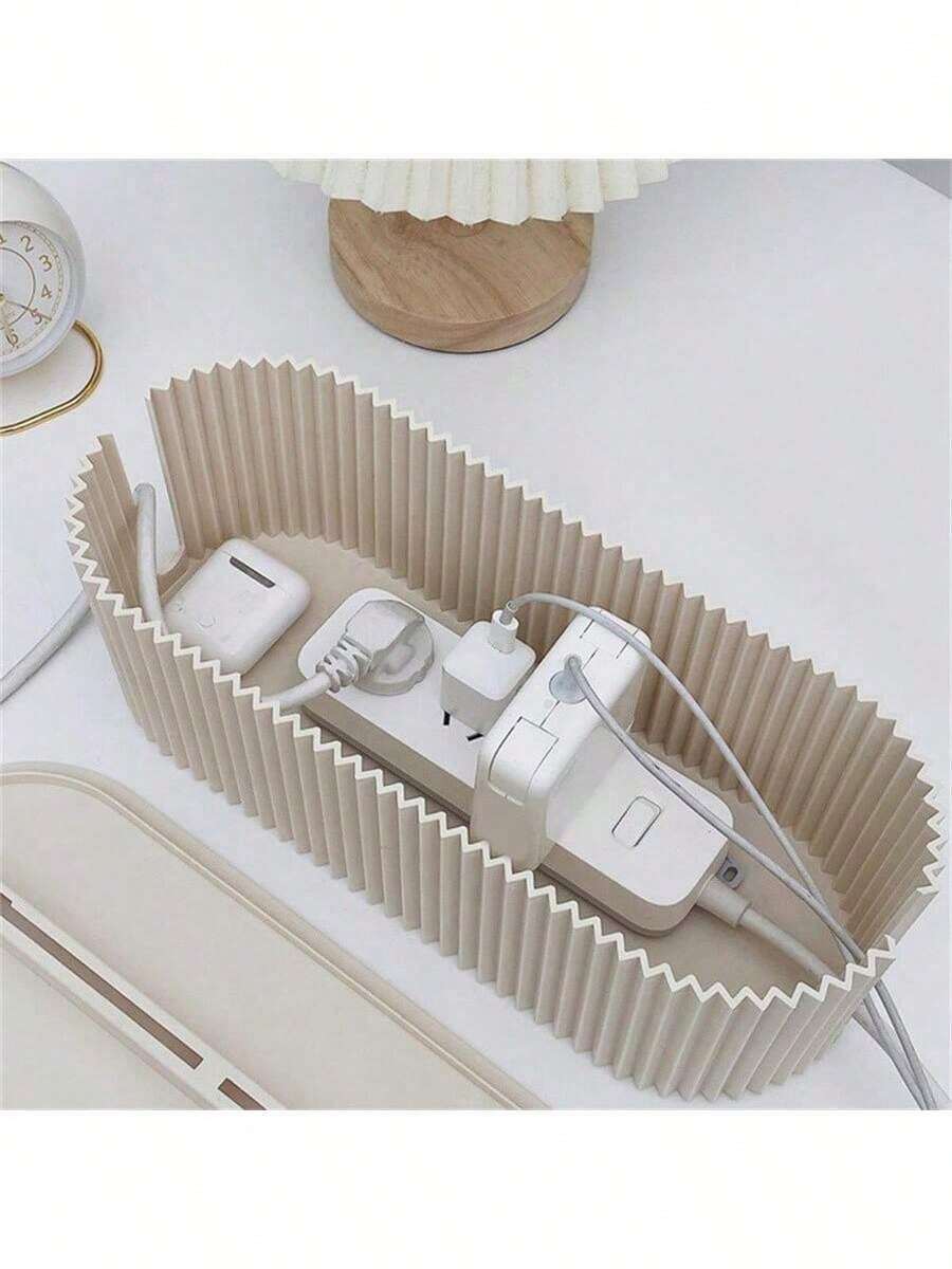 1 件复古家用电涌保护器收纳盒，带 USB 插座，多功能电源板电线整理器，用于充电设备 - 彩色 - 查看 1