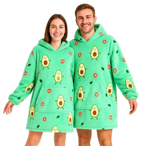 nerd hunters 100cm Kobo Kapuzenjacke, super weich, warm und bequem, aus Korallenvlies gefertigt, in süßem Cartoon-Stil, mit großer Kapuze, Taschen und Bündchen, perfekt für Herbst und Winter, geeignet für Erwachsene, toll als Geschenk, Paar-Outfit, Weihnachts- oder Neujahrgeschenk