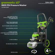 Works Hybrid 60V 1800 PSI At 1.2 GPM Electric Cold Water Pressure Washer5109402T