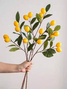1PC/2pcs/3PCS/5PCS, Artificial Lemonade Ornament, 67cm Long, 1 Stick 6 Fruits, Non-Fading Flexible Plastic Plant Artificial Flower Fruit Potted Decoration, Modern Simple Nordic Style, Suitable For Home Interior And Outdoor Decoration, Flower Arrangement, Wedding, Etc.