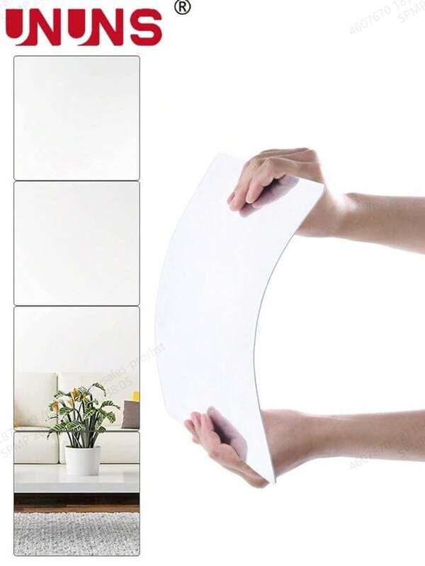 3D 2mm Mirror Tile Wall Stickers, Unbreakable Acrylic Full-Body Mirror Tile, 30cm X 4pcs Flexible Plastic Mirror Tiles, Mirror Tile For Bedroom, Home Gym, Home Decor