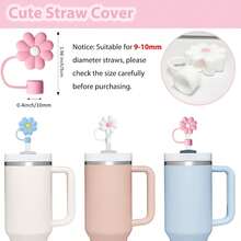 3PCS Flower Straw Cover Cap 6PCS Silicone Spill Proof Stopper 1PCS Bling Silicone Boot Sleeve Reusable Silicone Straw Topper Tips Lids Cups Accessories
