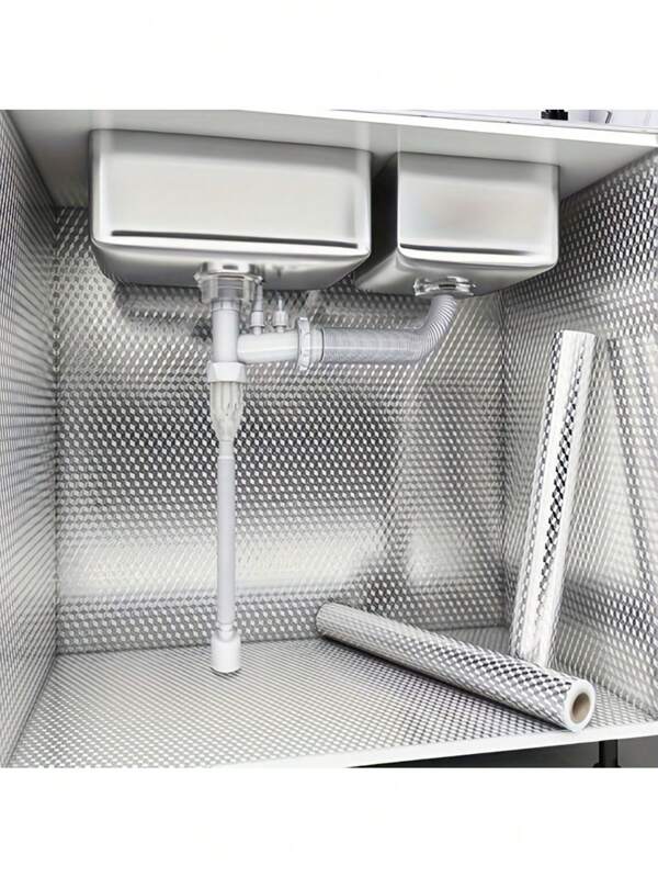 1 rouleau d'autocollant imperméable et anti-huile pour la cuisine - autocollant, résistant à la chaleur, revêtement pour tiroirs et crédence murale, avec motif à carreaux, pour la rénovation de la maison, le revêtement de la crédence de cuisine | Revêtement à motif à carreaux | Revêtement de tiroir, évier, panneau mural décoratif, papier peint, décoration de chambre