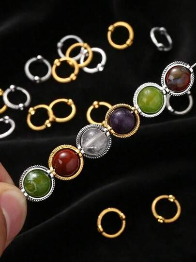 50pcs/Set Silvery Golden Ring Bead Oval Frame Spacer Bead Connectors For Jewelry Making Supplies