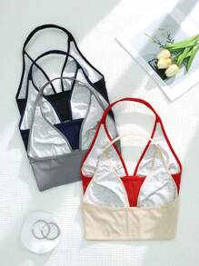 Set de 5 sujetadores inalámbricos sin aros de unicolor y cómodos para mujer