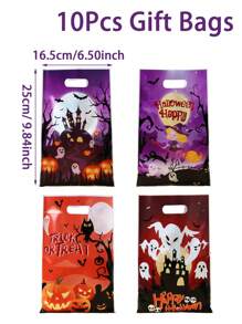 10/25/50 Stücke orange-lila Halloween Geschenktaschen, gruselige Kürbis Hexe Geist Burg gemusterte Geschenktaschen, Halloween Party Geschenkdekorationstaschen, Trick or Treat, Halloween Feier Geschenkverpackung Plastiktaschen, Horror Themenparty Dekorationszubehör, Halloween kleine Geschenkverpackungstaschen, Küchen Verpackungszubehör, Halloween Dekorationen, Halloween Geschenke, Party Gastgeschenke