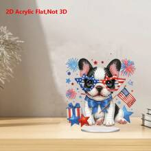 5D Diamond Painting Desktop Set, Eyeglasses Dog Pattern Rhinestones Decor Artwork, DIY Bejeweled Craft, Home & Bedroom Tabletop Decoration