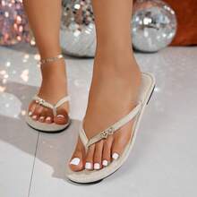 Sandalias tipo chanclas planas, elegantes, simples y cómodas para mujer, apropiadas para uso casual, de viaje y en el hogar