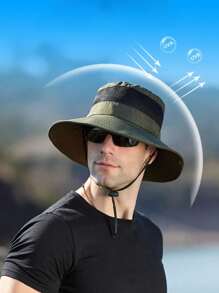 Men's Simple Solid Color Breathable Mesh Bucket Hat, Elegant Outdoor Hiking Sun Protection Cap, Summer