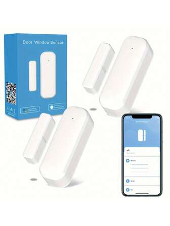 1/2/4 Packs White Wifi BT Door Magnetic Sensors, Contact Sensor, Tuya Smart Door And Window Sensors, Mini Contact Sensors, Monitoring Devices, Decorative Alarms, Convenient, Real-Time Alerts, Support Alexa, Assistant, Home Automation, For Home, Shop, Garage, Apartment, Office