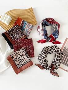 1pc Women New Arrival All Bohemian Small Square Scarf/Headscarf, Floral Print, Versatile, Spring/Summer For Dress - QM58027 - View 13