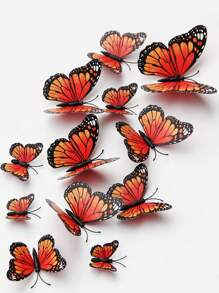24pcs/48pcs Monarch Butterfly Wall Decor, 3D Realistic Simulation Orange Butterfly Decorations For Halloween Party Gifts Birthday Graduation