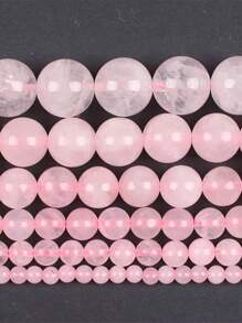 Contas soltas de pedra de quartzo rosa natural de 1 fio, contas naturais rosa para fazer joias, pulseiras e colares faça você mesmo, 4, 6, 8, 10 e 12 mm