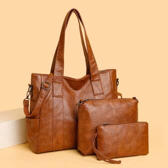 3 pièces Ensemble de sacs à main mode style vintage pour femme