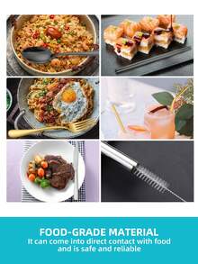 10 件可重复使用的便携式旅行餐具套装，包括筷子、吸管、刀、叉、勺子、吸管刷、不锈钢银器套装（带便携盒），黑色/金色/银色，适用于露营和野餐、学校用品 - - - 查看 4