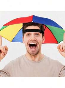 1pc Colorful Umbrella Hat, Hands-Free Foldable Top Umbrella Hat For Outdoor Sun Protection, Suitable For Fishing, Hiking, Camping, Biking, Beach, And Commuting. High-Quality Sun And Rain Protection, Lightweight And Portable Outdoor Accessory, Vivid Colors, Weather-Resistant Headwear. (Color And Style Random)