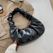 Bolso de nube nuevo y de moda, muy atractivo, bolso pequeño plisado de unicolor, bolso de hombro y axila versátil de unicolor para mujeres