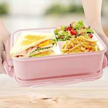 1 pezzo Lunch Box rosa con posate (aggiornamento rimovibile), Bento Box da 1400ml per bambini e adulti con 3 scomparti, Lunch Box adatto al microonde per lavoro, picnic, ufficio, conservazione degli alimenti, campeggio, ritorno a scuola, regalo di Natale