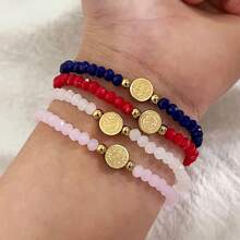 1pc Cut Surface Bead Cross Bracelet Stretch Jewelry Beaded Crystal Bracelets For Women Gift