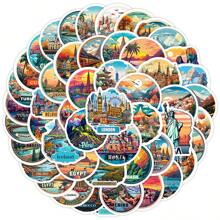 50 piezas Pegatinas de viaje europeas, pegatinas de ciudades, pegatinas de dibujos animados, pegatinas de viaje vintage, pegatinas de países, pegatinas del mundo, pegatinas impermeables de vinilo para botellas de agua, computadoras, laptops, teléfonos, equipaje, cuadernos, refrigeradores