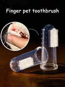 10支装硅胶宠物指套牙刷，有效清洁牙齿 - 适用于犬猫，一次性使用 - 無色 - 查看 7