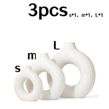 3pcs White Vases, Elegant Bohemian Modern Small Round Cute Vases For Decorating Living Room Coffee Table, Bedroom, Office Desk, Home Gifts, Plastic Vases, Home Decor, Reeds, Dried Flower Bouquet Flower Vases Back To School Room Decor School Supplies Glass Vase - Multicolor - View 12