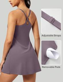 JIANGTAO-In Shorts And Bra, Adjustable Straps & Pockets - Mauve - View 2