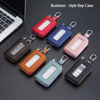 1 pieza Portallaves de coche universal, Estuche con cremallera para llaves de coche con ventana