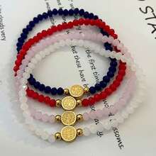 1pc Cut Surface Bead Cross Bracelet Stretch Jewelry Beaded Crystal Bracelets For Women Gift