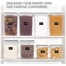 THELIFE 大型食品储存容器 5.2L / 6.5L，1/2/3 件塑料密封食品储存罐，适用于面粉、糖、烘焙用品、厨房整理散装食品罐 - 黑與白 - 查看 9