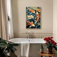 Framed 1pc Koi Fish Pond Lake Wall Art Print Canvas Artprint Desktop Art,Aesthetic Home Decorative Art Poster,Fancy Canvas Art Print Wall Decor,Suitable For Livingroom,Bathroom,Bedroom,Diningroom,Kitchen,Dormitory,Cafe,Corridor,Bar Wall Decoration - Framed - View 5