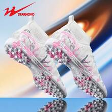 STARNOVO Authentic Dual Star Football Shoes, Fashionable High-Top Sports Football Shoes For Men And Women, Camouflage Rubber Sole, Stylish Elastic Knit Collar High-Top Design, Rich Color Matching, Suitable For Middle And Primary School Students Football Training And Matches, As Well As Daily Commute (Note: This Item Is Standard Size, It Is Recommended To Order 1 Size Smaller If Your Foot Is On The Slim Side, And 1 Size Larger If Your Foot Is On The Wide Side) - White - View 3