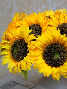 5 pezzi di fiori di girasole finti, fiore singolo di girasole decorativo per la casa, da tenere in mano, per danza, come elementi di arredamento floreale bionico