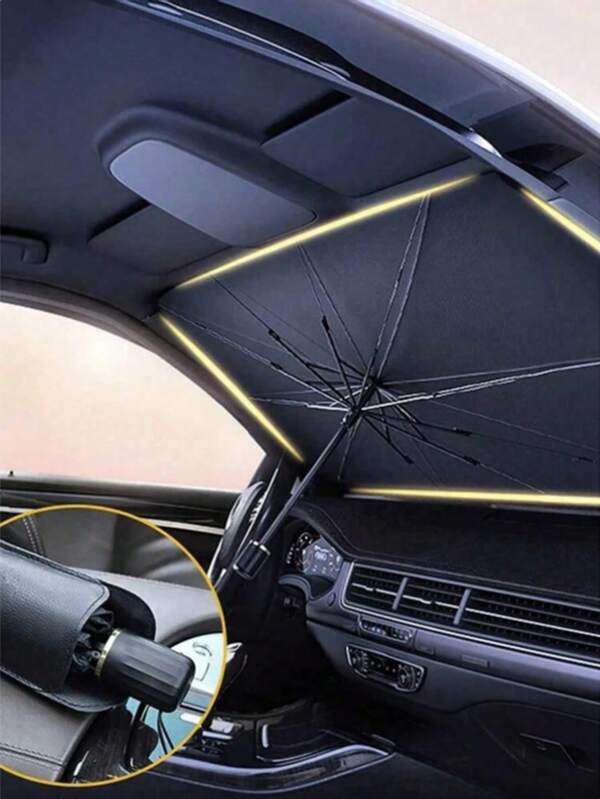 1pc Portable Foldable Car Windshield Sun Shade, UV Protection Car Sunshade, Protects Your Car From Sunlight, Heat Insulation Fits Most Vehicles, Compact And Easy To Store Auto Sun Visor, Black
