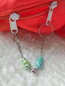 1 件陶瓷小鱼钥匙扣，具有独特的红色、绿色、橙色和蓝色，心形磁性钥匙扣，简约时尚，适合男女汽车配件可爱哥特 Y2k 万圣节配件教师节 - 彩色 - 查看 3