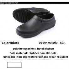 Unisex, Professional Non-Slip, Oil-Resistant, Waterproof, And Wear-Resistant Shoes. Toe Cap Design Protects Feet. Minimalist Solid Color Style, Low-Top, Easy Slip-On. Thick Sole Stable And Comfortable, With Heat Insulation Function. Suitable For Kitchen, Catering, Hotel, Food Factory, And Home Wear. Made Of High-Quality Durable Materials, Classic Black Color, Versatile And Practical. Specially Designed Professional Work Shoes For Chefs And Kitchen Workers!