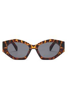 1pc Rhombus Full Frame Women's Fashion Eyeglasses, Outdoor Street Wear Fashion Glasses Preppy Style For Back To School Cat Eye Shape Leopard Tortoise Shell Printing - Leopard - View 5