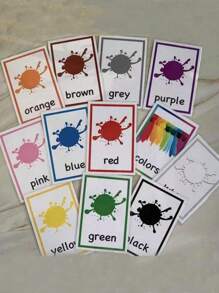 12 piezas Tarjetas impermeables de reconocimiento de colores, tarjetas de educación temprana de colores para preescolar, estudiantes, artículos de papelería, útiles escolares, regalo de cumpleaños, regalo festivo