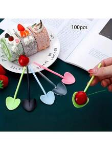 100pcs Heart Shaped Disposable Spoons - Perfect For Ice Cream, Cones And More - High Quality Tableware For Parties, Picnics And Camping