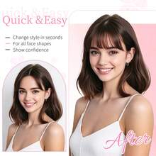Cesomeey Hair Topper Clip In Bangs, 360° 3D Cover Hair Toppers For Women With Thinning Hair, Upgrade Hair Topper With Bangs Clip On, 10 Inch Straight Hairs Pieces For Women Daily Wear, Hair Extensions For Women - 6Q#-Chestnut Brown - 查看 5