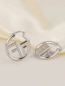 1pc Letter F High-End Earrings Light Luxury Niche Design Elegant Internet Celebrity Personalized Earrings New Ear Buckle Earrings - Letter F Earrings - View 13