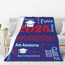 Personalized Graduation Gifts Blanket With Name School, Custom Class Of 2025 Graduation Blankets For Him Her Customized Grad Throw Blanket For High School College - Color 04 - View 1