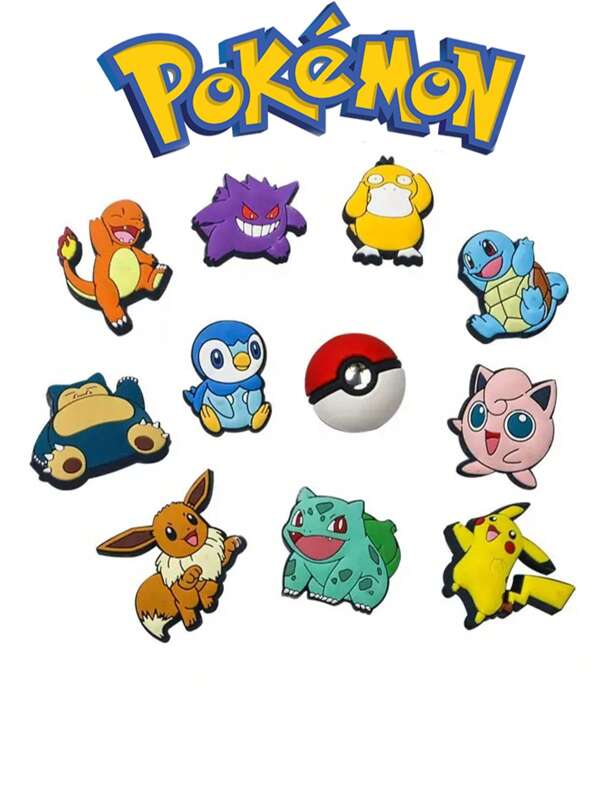 pokemon 11 قطعة من التميمة بشكل شخصيات بوكيمون، بما في ذلك بيكاتشو وغيرها من شخصيات بوكيمون، زخارف حذاء DIY، مثالية لتزيين إكسسوارات الشعر والهواتف والحقائب والأحذية والحقائب الظهر، مناسبة كهدايا عيد الميلاد وهدايا حفل الخرج وعودة إلى المدرسة